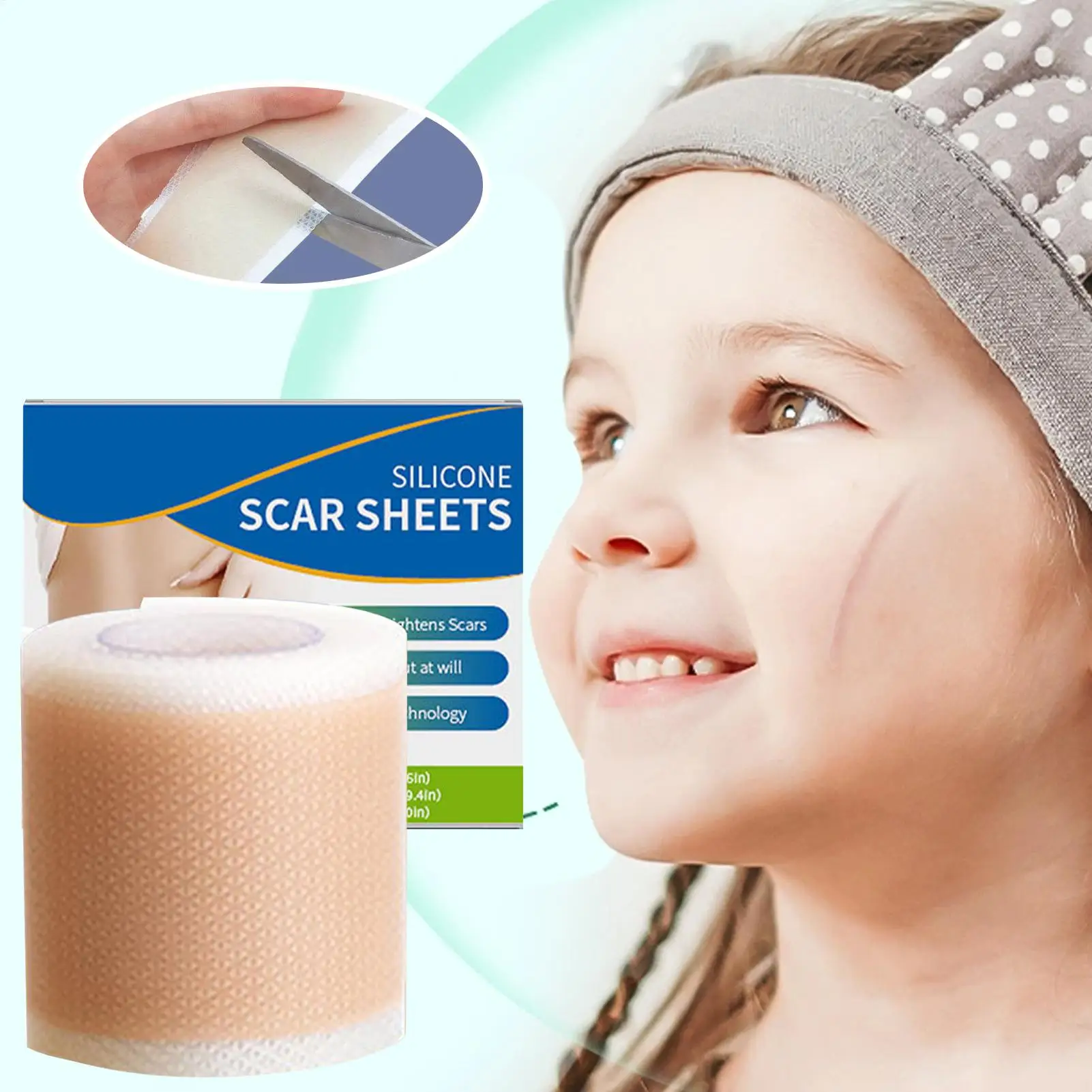 Self-Adhesive Silicone Scar Tape Scar Sheets Soft Silicone Reusable Scar Away Scar Tape Effective Skin Care Strips 4x50cm
