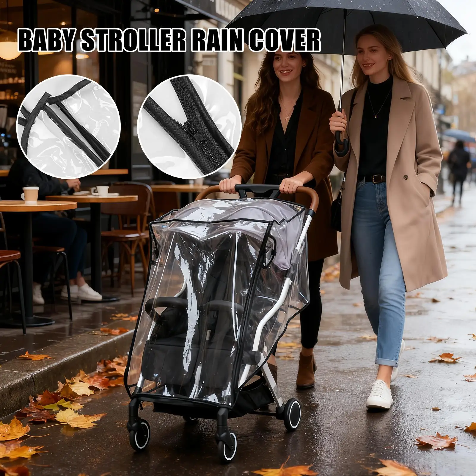 Stroller Rain Cover Waterproof Breathable Windproof Baby Stroller Poncho Dust Protector For Winter Summer Outdoor Travel Daily