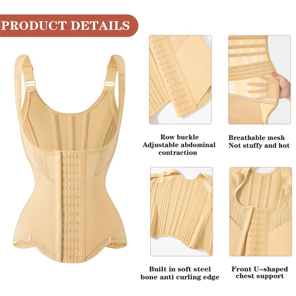 Becirzet Damen-Gürtel Taillentrainer Körperformer Bauchkontrolle Ärmelloses Tanktop Shapewear Damen-Modelliergurt Unterwäsche – Detail 15