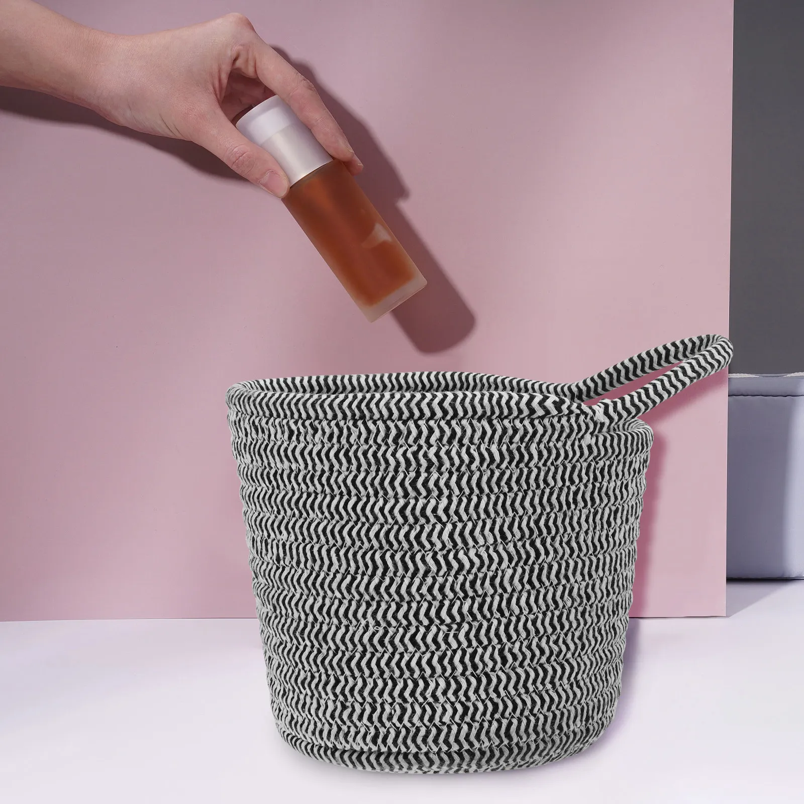 

1 шт. Настольная корзина-органайзер, функциональная плетеная корзина для хранения мелочей на столе, контейнер для дома и ванной комнаты, легкий вес