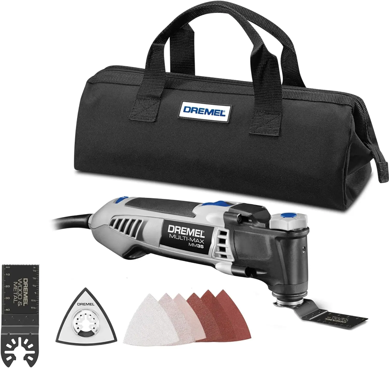 Multi-Max MM35-02 3.5 Amp Variable Speed Corded Oscillating Multi Tool Kit with 8 Accessories and Storage Bag - Ideal for Metal