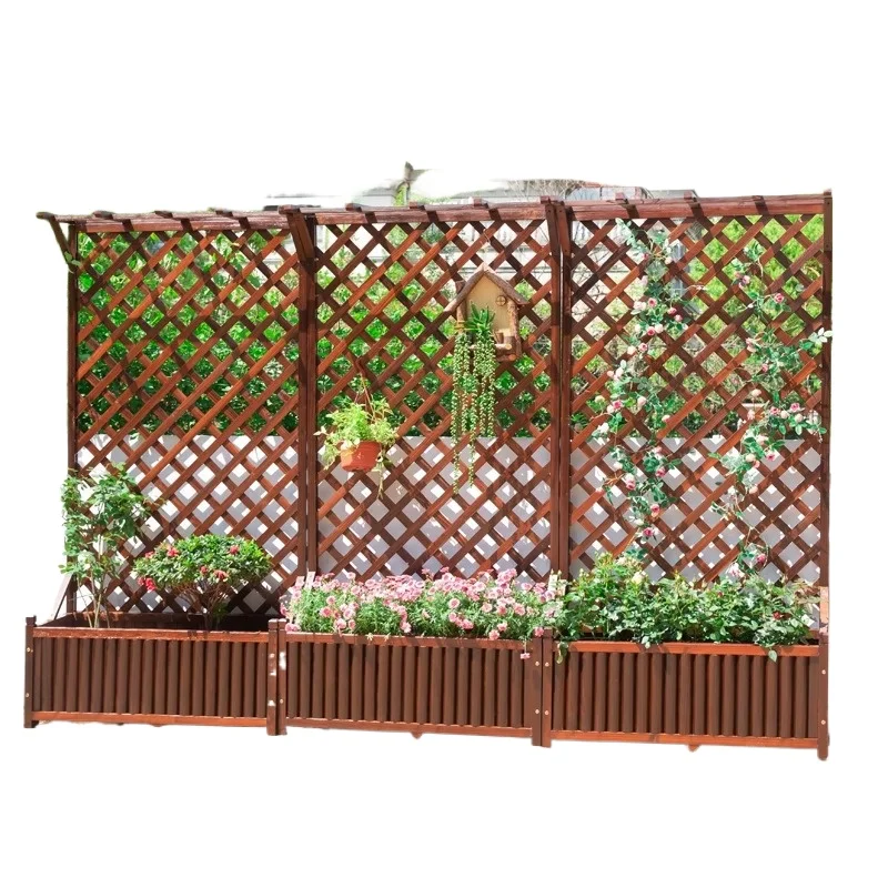 

Outdoor preservative wood flower box, yard fence, flower pot partition flower stand