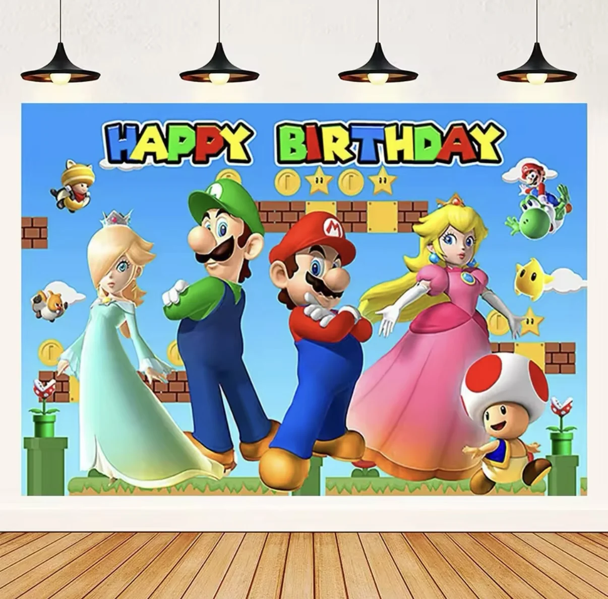 خلفية موضوع سوبر م آند ماريوسيد لفيلم الرسوم المتحركة، لوازم تزيين حفلات أعياد الميلاد، لافتة للأطفال والأولاد، خلفيات صور هدية #4