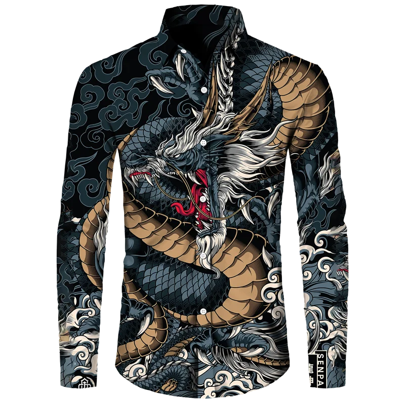 Comfortable Men\'s Tops Lion Palm Graphic HD Pattern Button Long Sleeve Shirt Fashion Casual Outdoor 2024 New Spring Autumn