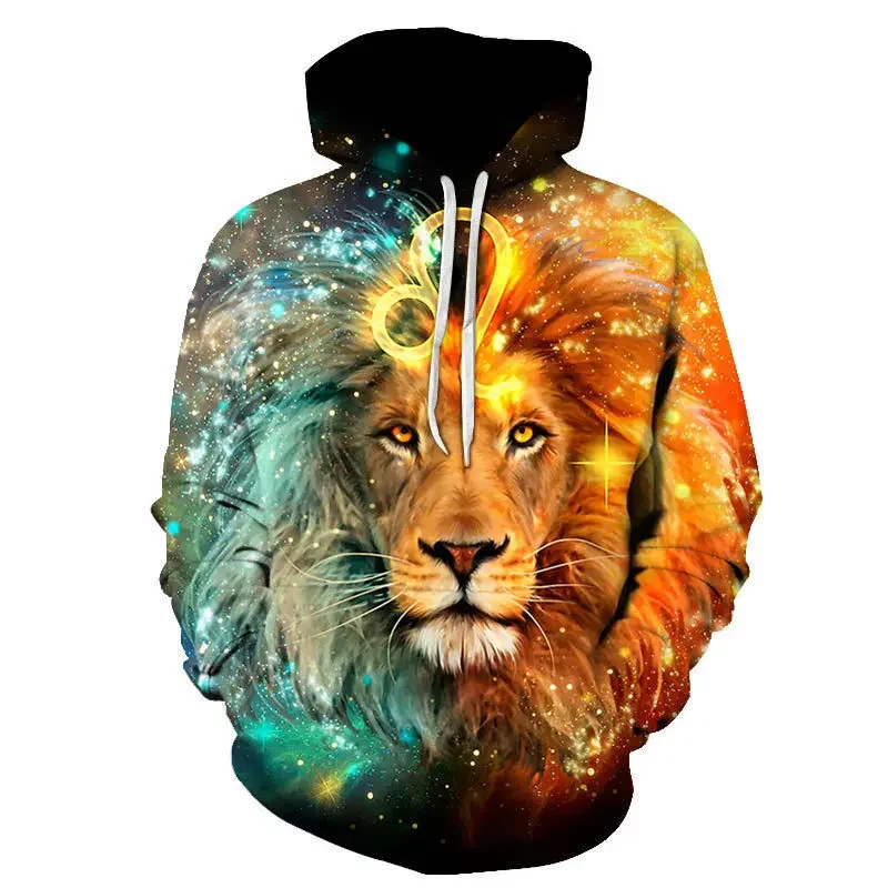 Foreign Trade Cross-border Amazon Lion Animal 3D Digital Printing AliExpress Men\'s and Women\'s Trend Casual Fashion Hoodie