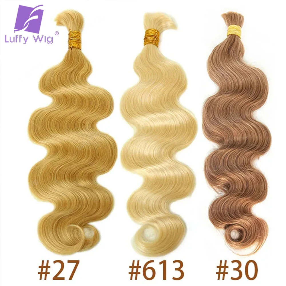 Human Hair Bulk For Braiding Body Wave Burmese Remy Double Drawn Knotless Hair Extensions 27/30 Boho Box Braids Hair No Weft