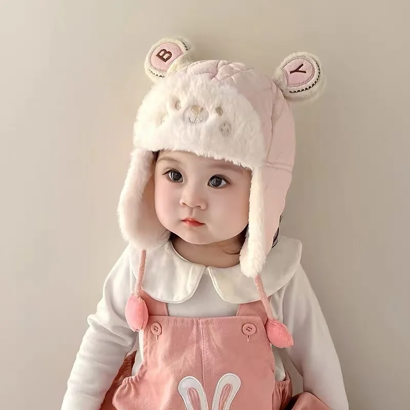 

Регулируемая зимняя детская шапка с флисовой подкладкой и защитой ушей, без козырька, мультяшный стиль для мальчиков и девочек, возраст 0–2 лет