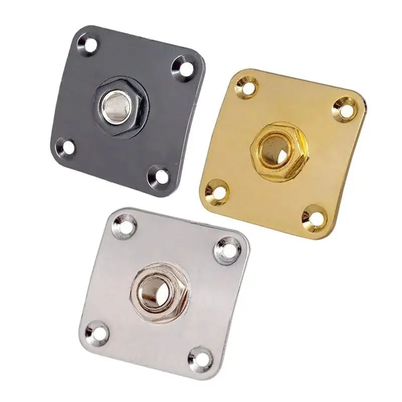 Jack quadrato in lamiera metallica per chitarra elettrica, presa di uscita audio, connessione base presa, accessori professionali