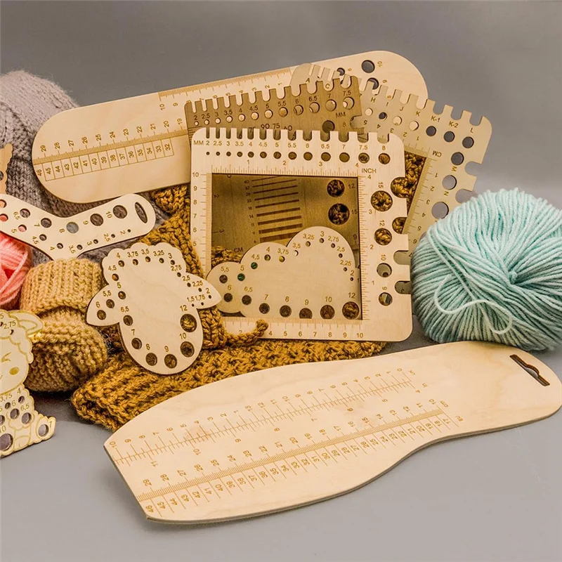 Knitting Needle Gauge Knitting Gauge Ruler Crochet Hooks Ruler Yarn & Swatch Ruler (Universal Gauge/Ruler-AT64
