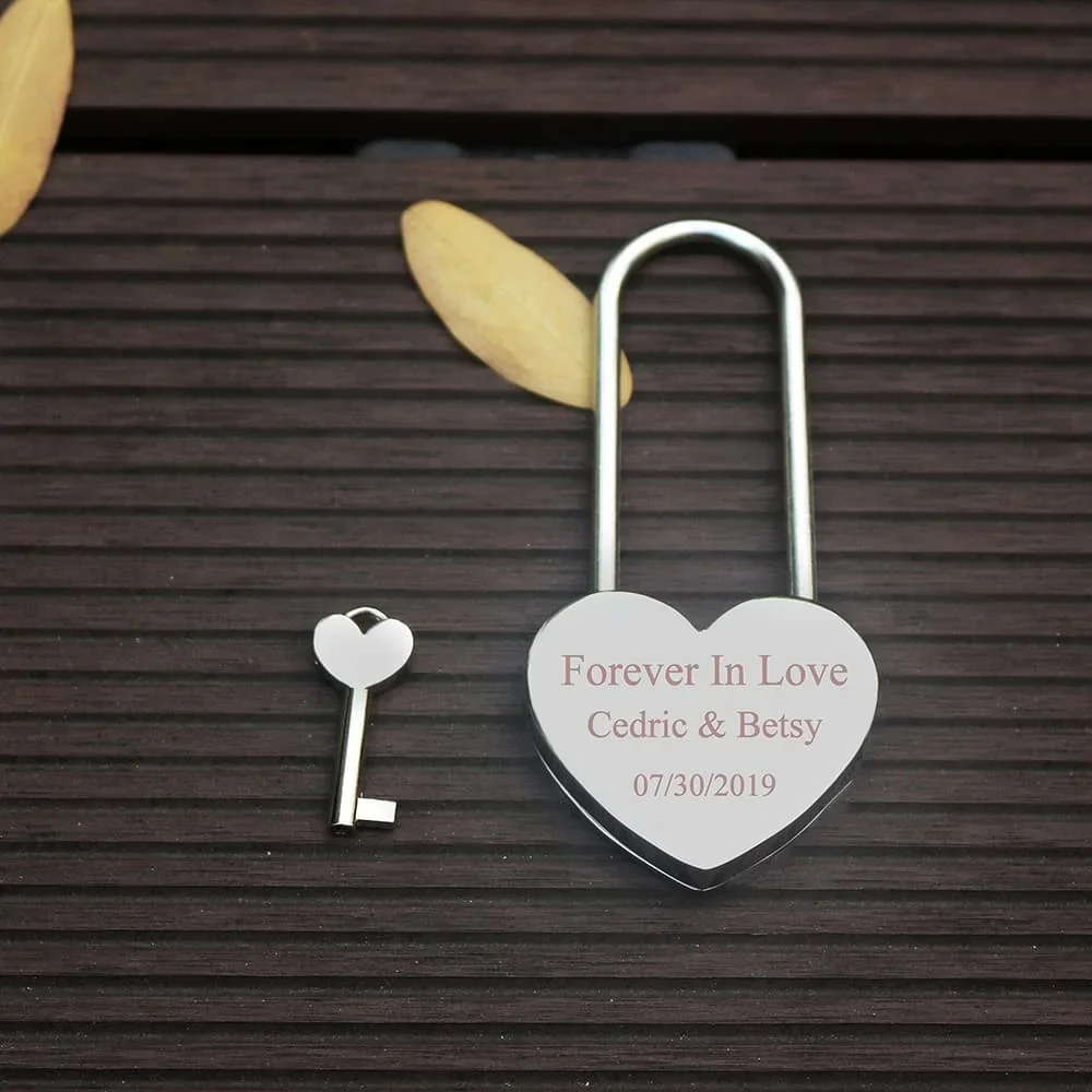 Personalized Love Lock Heart Shape Padlock Wish Locks With Key Wedding Engagement Valentines Day Gifts Laser Engraving Unique