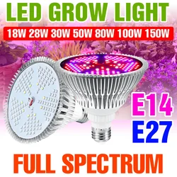 150W E27 LED Grow Light Bulb E14 Full Spectrum Plants Lamp For Vegetable Flower Seeds Cultivation Hydroponics Grow Box AC85-265V