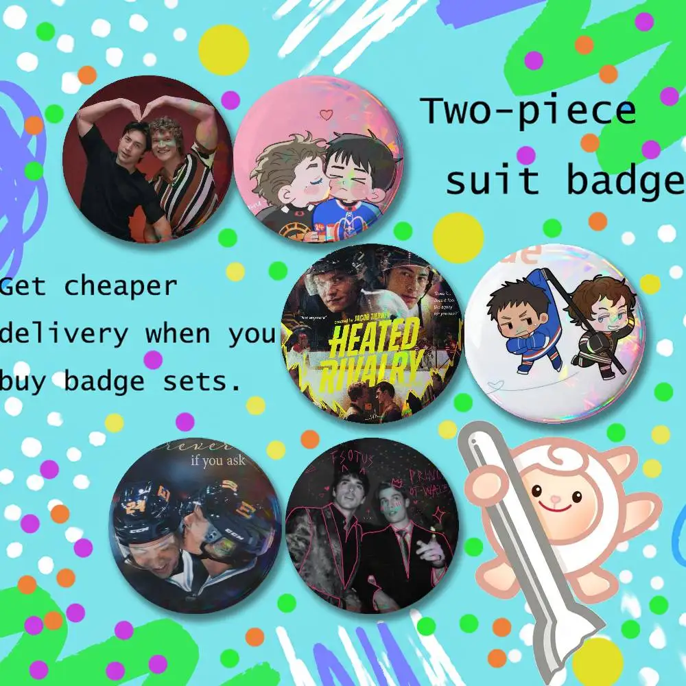 Brooches for Backpack Accessories 25,32,44,58,75mm Vintage H-HeatedS R-Rivalry Round Enamel Pins 2-piece set Cartoon Anime Badge