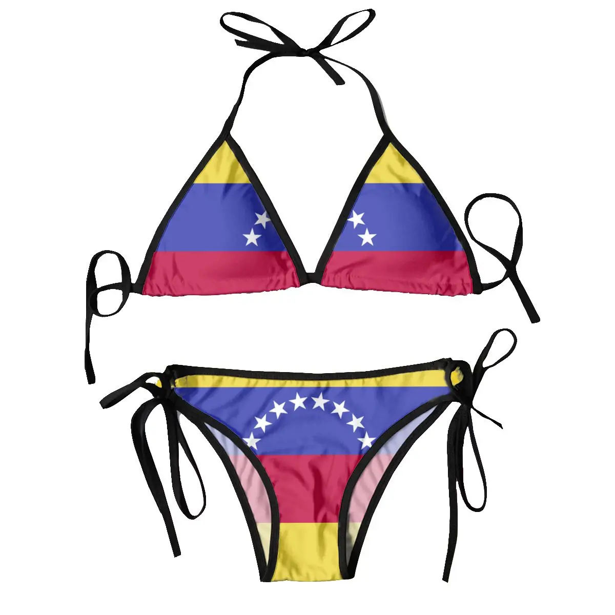 

Women Sexy Bikini Set Bra Halter Thong Swimsuit Beachwear Bathing Venezuela Flag