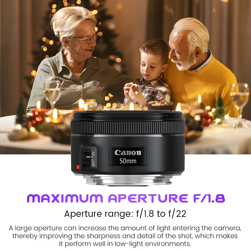 عدسة Canon EF 50mm f/1.8 STM 50mm عدسة كانون f1.8 فتحة عدسة إطار كامل #3