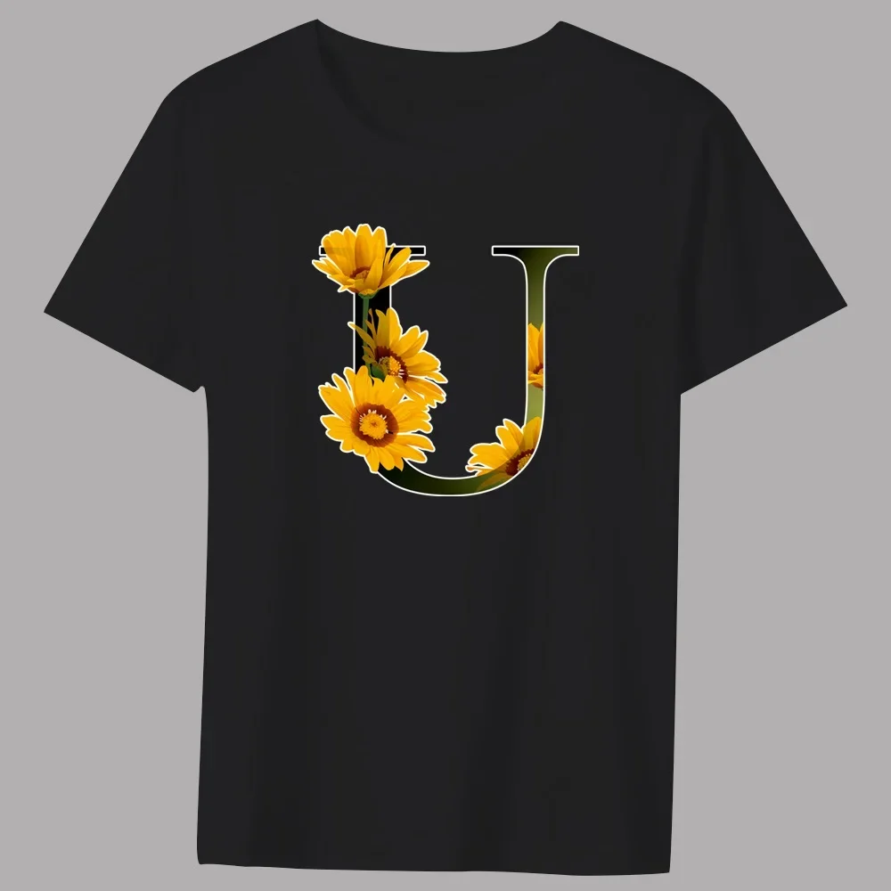 Men'sT-shirt Basic Print Short Sleeve Anime Top Flower Color Lettern Series Casual Black O-neck Youth Commuter Comfortable Shirt