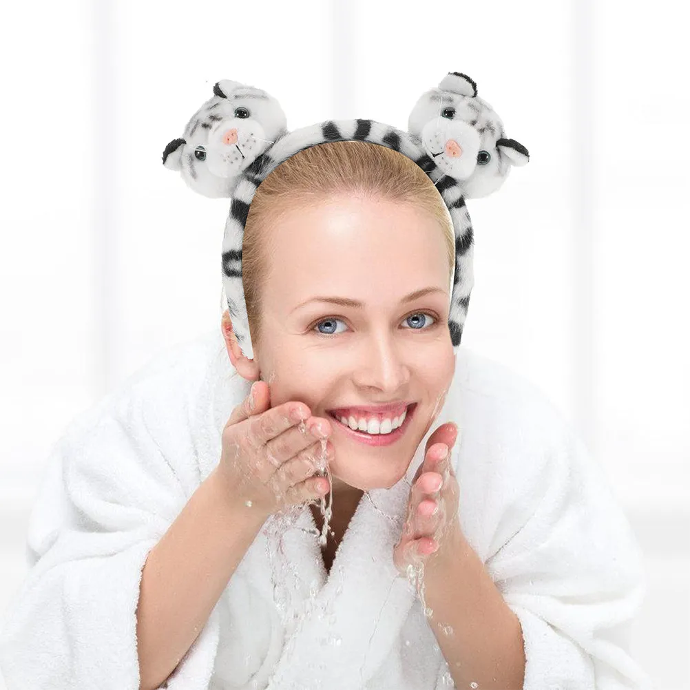 2Pcs Tiger Ear Headband Soft Animal Hair Band Cute Cartoon Headwear Makeup Face Washing Photo Shoot Cosplay Tiger Ears Women
