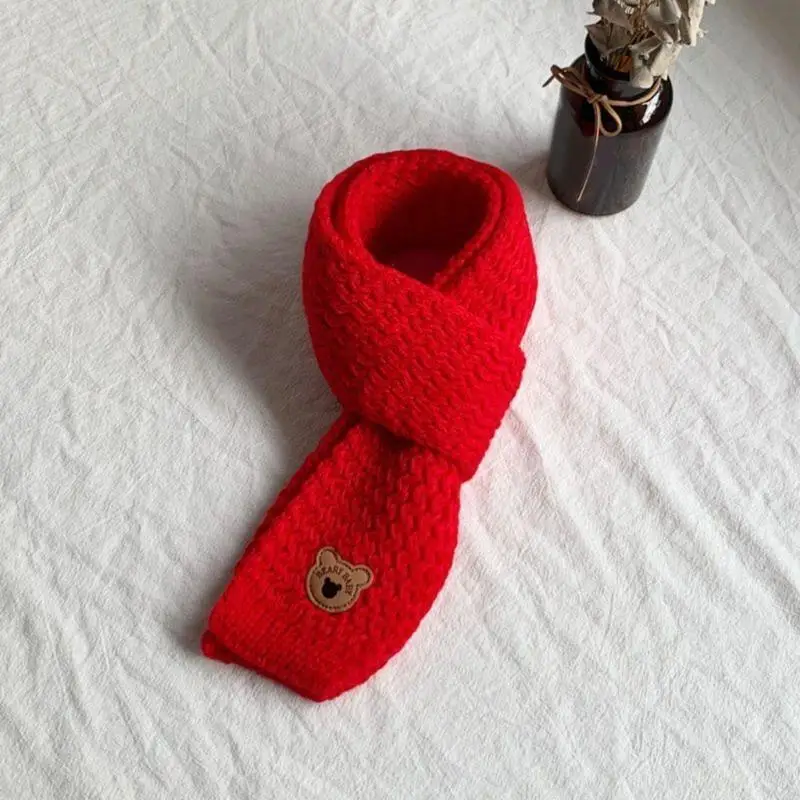 Q22D Boy Girls Bear Pattern Neckerchief Trendy Baby Neck Scarf Comfortable Kids Muffler Autumn Winter Toddlers Essential
