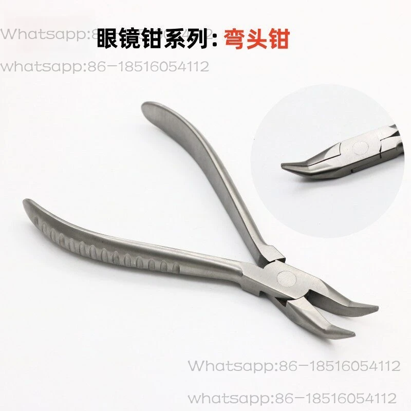 Curved nose pliers, glasses nose pad stipple bracket repair tool