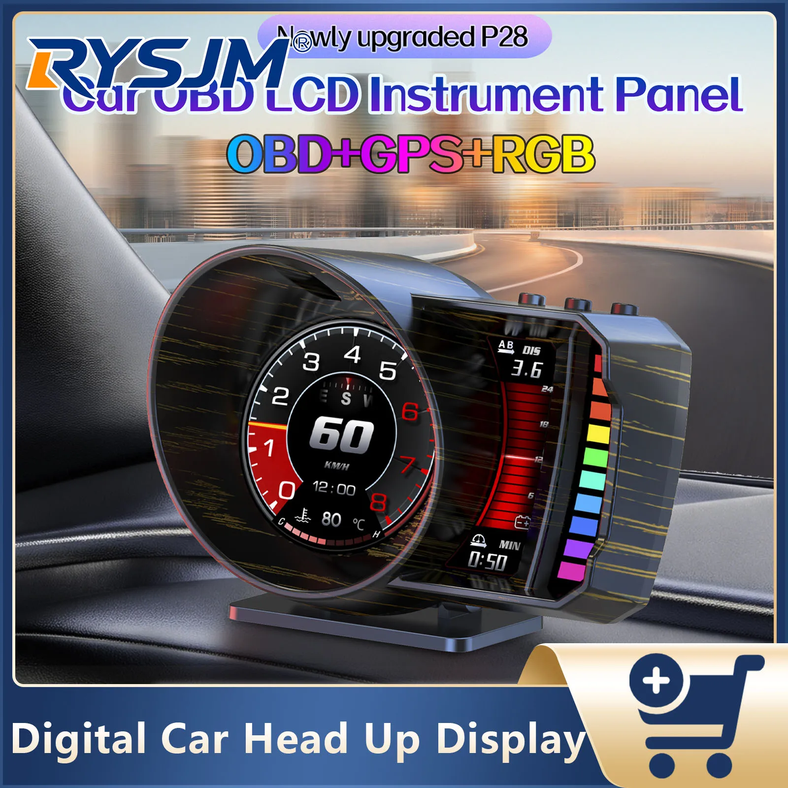 P28 OBD Speed Meter Auto Car Obd2 Head Up Display On-Board Computer Water Temp Fuel Consumption Auto Electronics Accessory