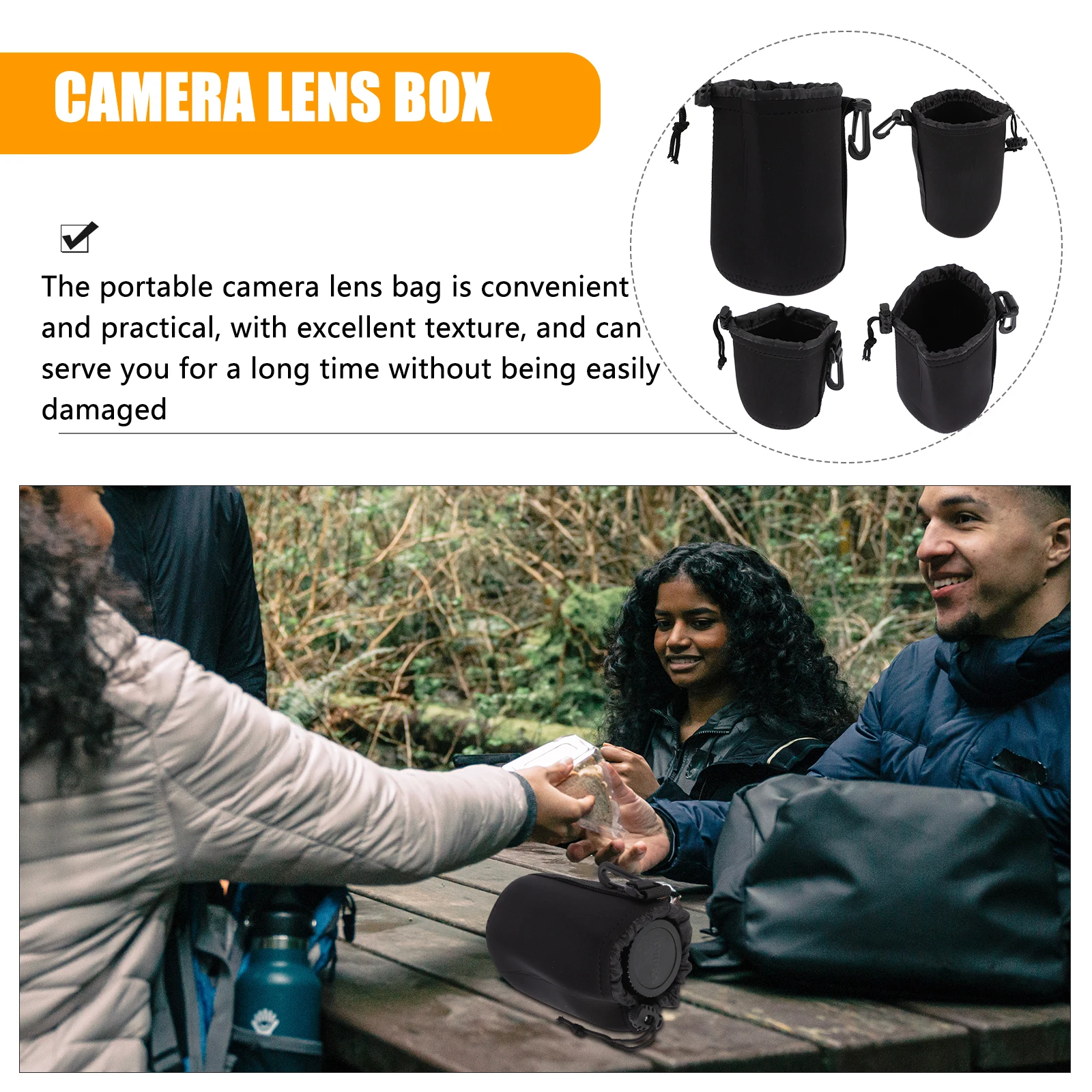

4pcs Waterproof Lens Pouch Case Waterproof Neoprene Pouch for DSLR Lens Bags Storage Accessories Protection