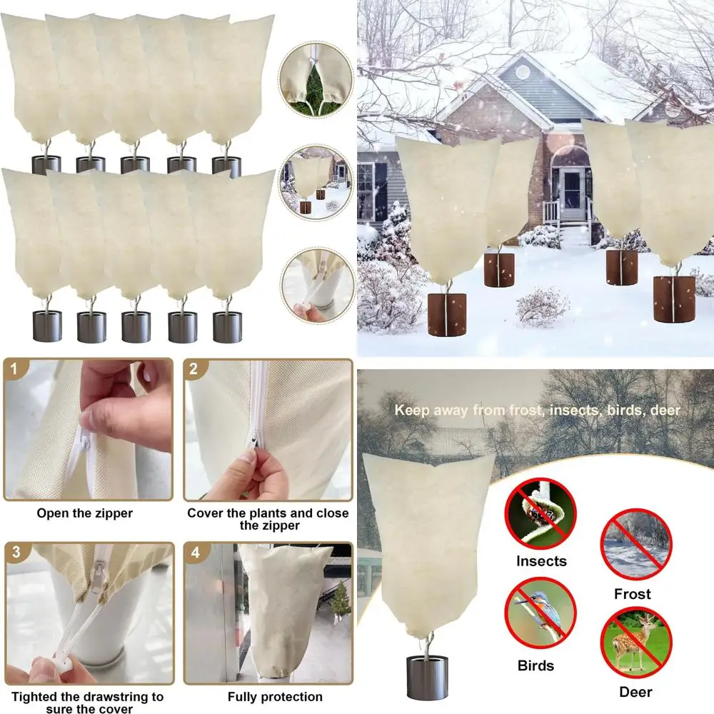 

Reusable Plant Cover - 35x50 Drawstring & Zipper, Frost-Proof Protector for Plants, Trees, and Shrubs