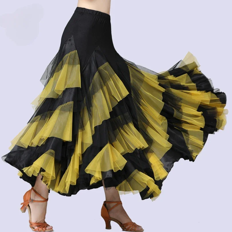1 pçs/lote feminino dança traje flamenco valsa saia de dança de salão clássico grande balanço espanhol saia longa