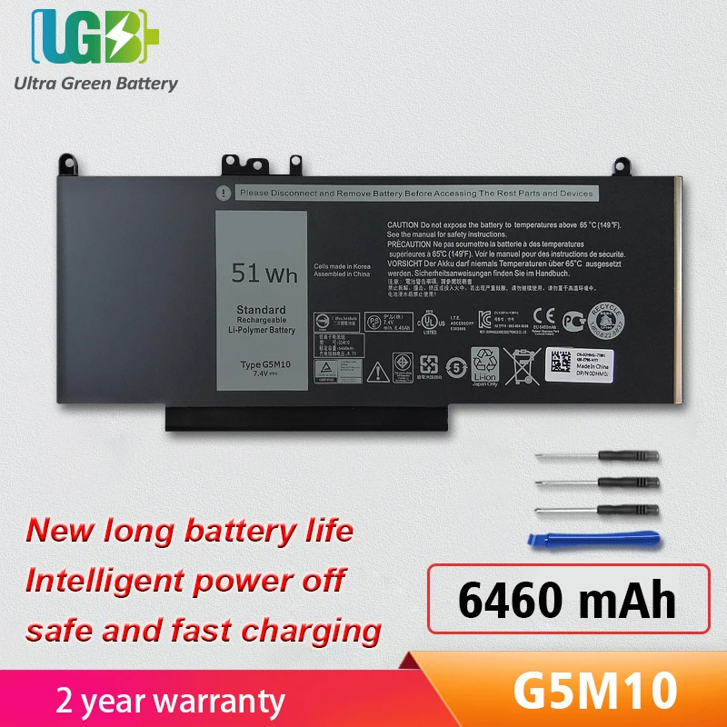 UGB New G5M10 Battery Replacement For DELL Latitude 3150 3160 E5250 E5450 15.6