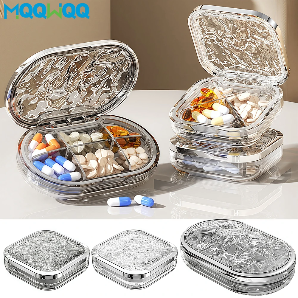 

4/6 Compartment Pill Organizer, Portable Pill Box, Moisture-Proof Pill Case for Travel Vitamins, Supplements,Fish Oil,Medicines