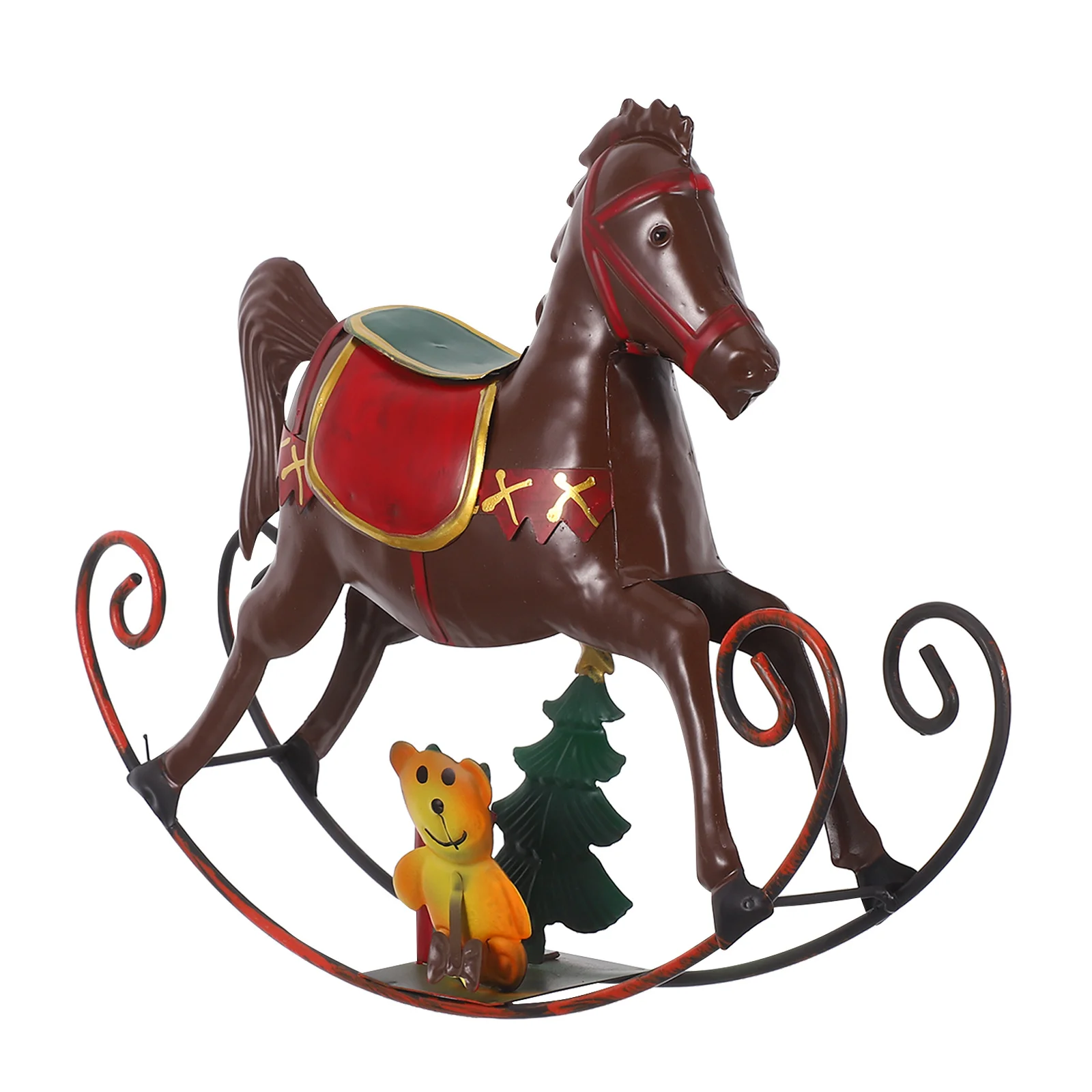 

Vintage Iron Rocking Christmas Table Decor Retro Animal Ornament For Home Holiday Display Horse Statue Iron Sculpture
