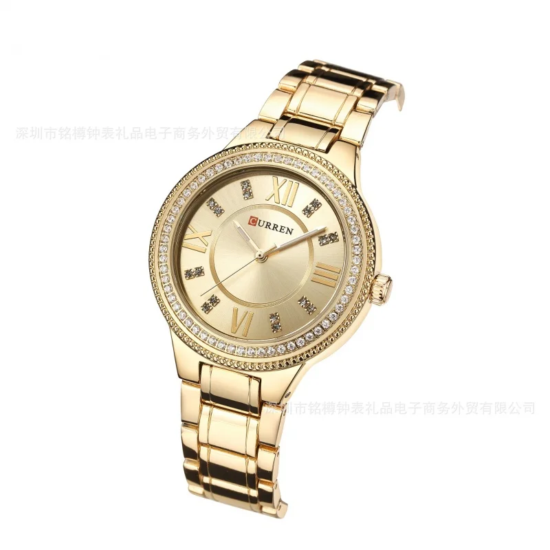 Curren Women's 9004 Quartz Watch Fashionable Waterproof Women's Watch Diamond Steel Watch