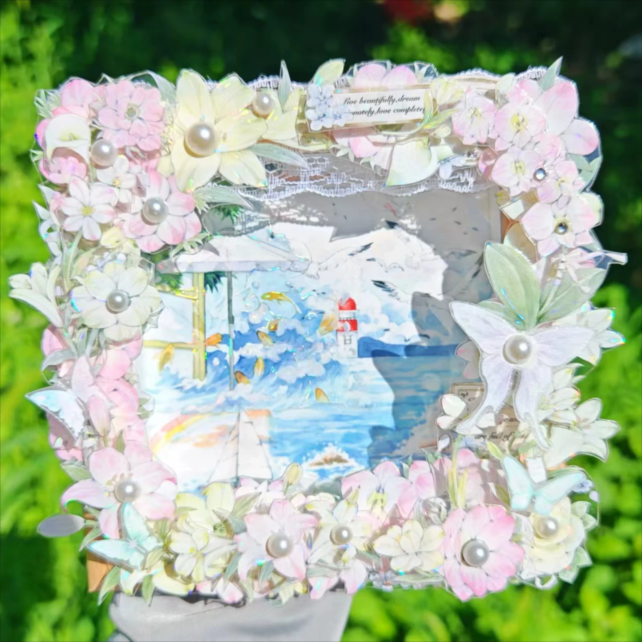 93-okmt-fresh-pink-guka-sticker-pet-washi-tape-shell-gloss-silver-lotus-dream-journal-scrapbooking-diy
