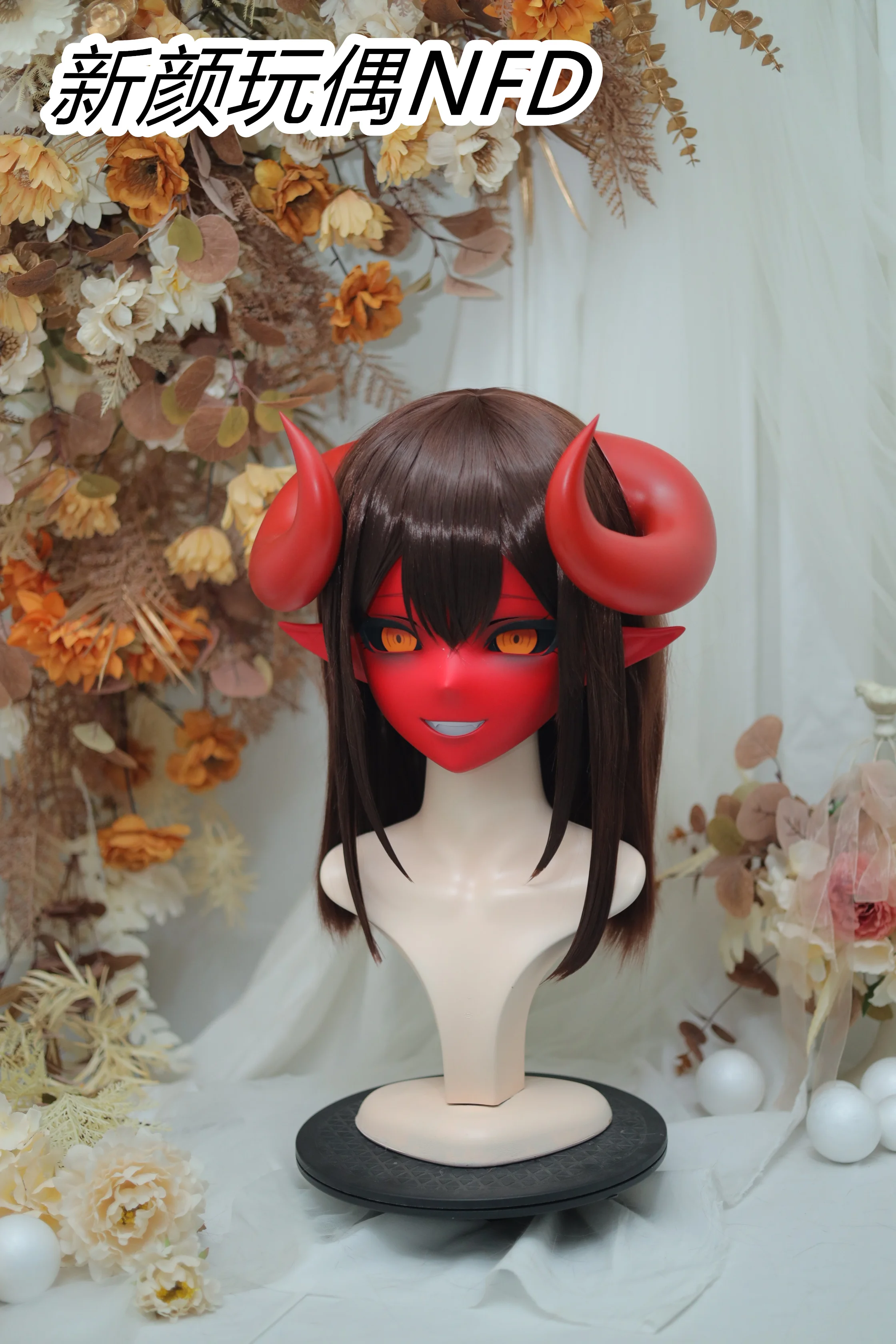

Kigurumi Redskin Succubus NFD Full Headband Lock Cosplay Headshell Props Costume Anime Game