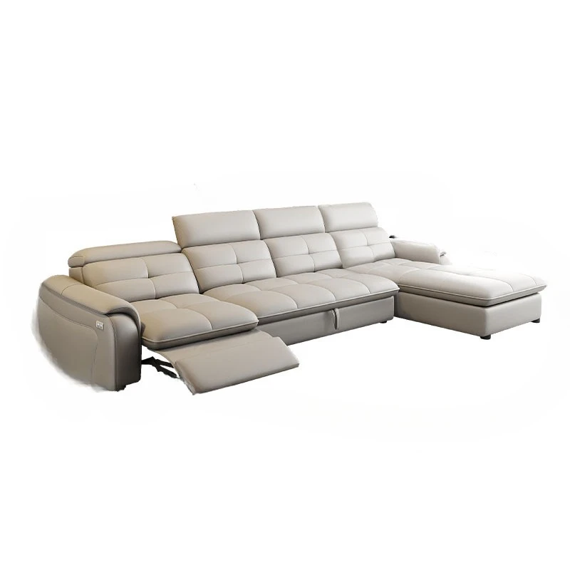 

Multifunctional electric leather sofa, straight row size apartment living room sofa