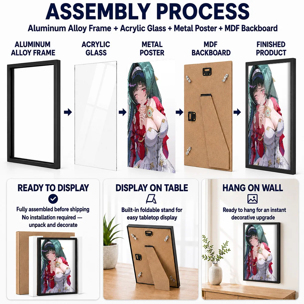 Astra Yao Zenless Zone Zero Framed Aluminum Metal Poster Customized Photo Manga Style Wall Art For Bedroom Ideal Birthday Gift