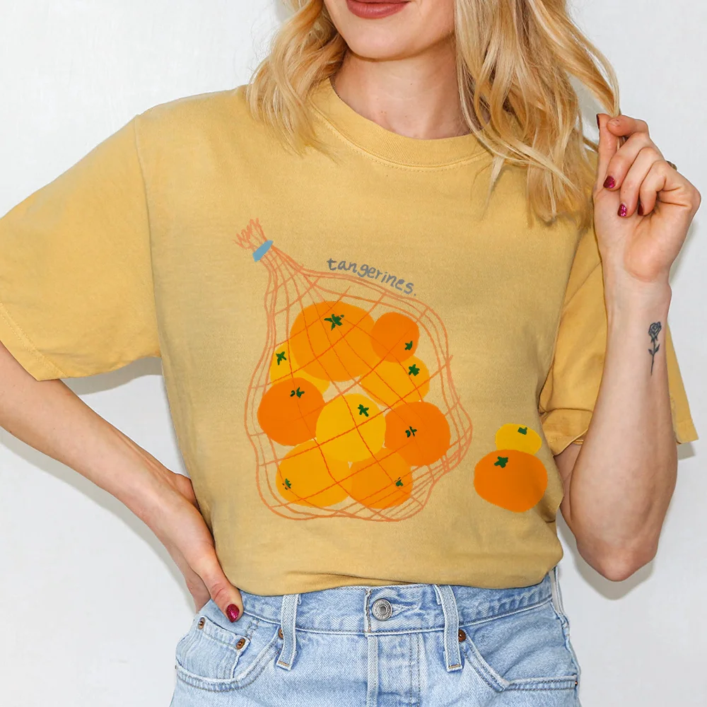 

Hand-Painted Fruits, Women's Oversized Tee, Y2k Graphic T-Shirt, Cute Hand-Painted Bunny, Korean Style Summer Top, 2025