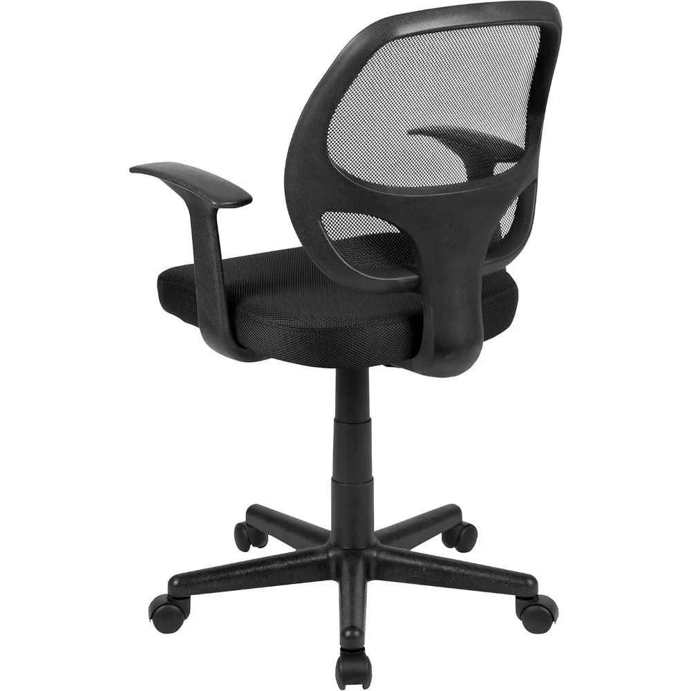Flash Furniture Flash Fundamentals كرسي مكتب مريح شبكي أسود متوسط الظهر مع أذرع