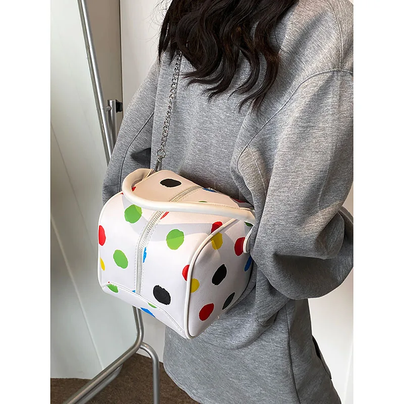 

Fashion Niche Design Polka Dot Mini Small Square Bag High-End Texture Women 2024 New Chains Portable Crossbody Bag Shoulder Bag