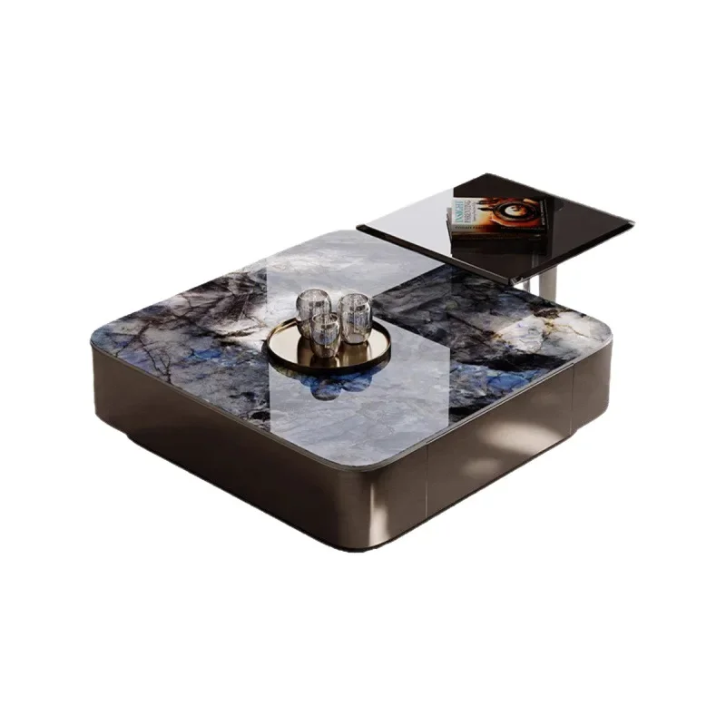 Combinaison de dalles de roche italienne en pierre de luxe, table basse de luxe moderne et simple et légère pour la maison