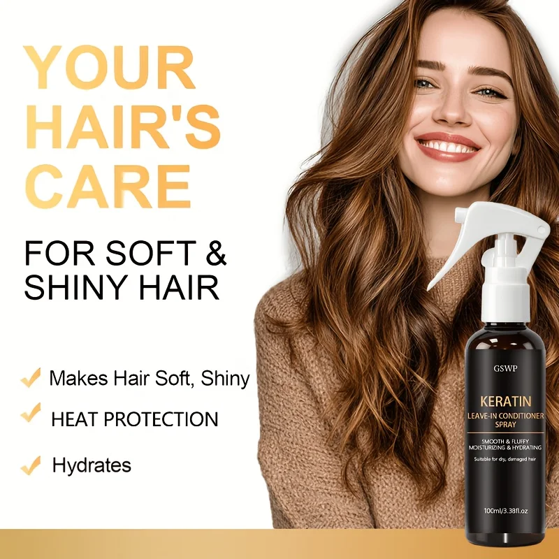 GSWP Keratin Hair Spray: Reduces Frizz, Provides Heat Protection and Salon-Quality Care. Suitable for All Hair Types. 100/200ml