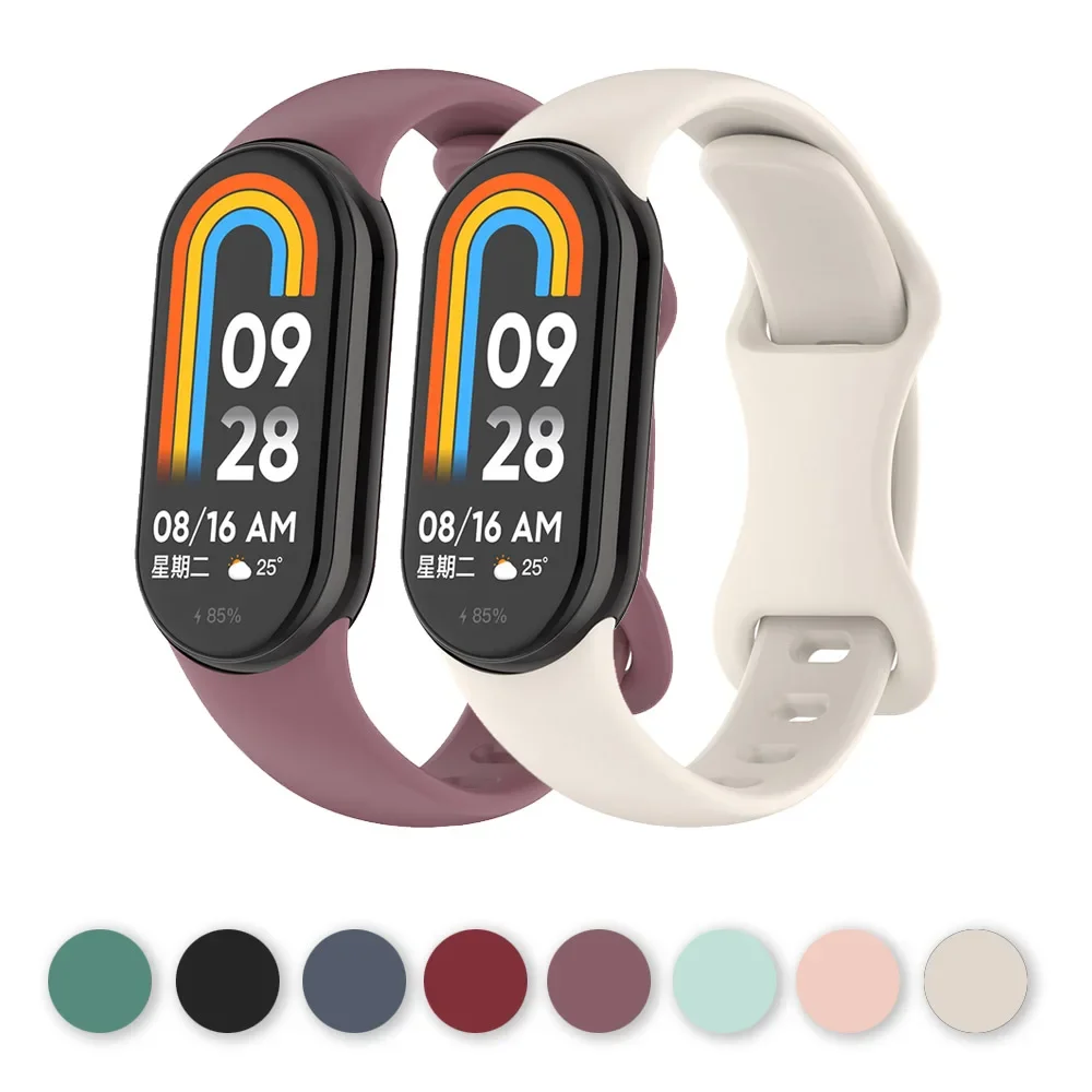 

Мягкий силиконовый ремешок для Xiaomi Mi Band 8 9, умные часы, дышащий спортивный браслет, ремешок для часов Miband 9 8, аксессуар для браслета