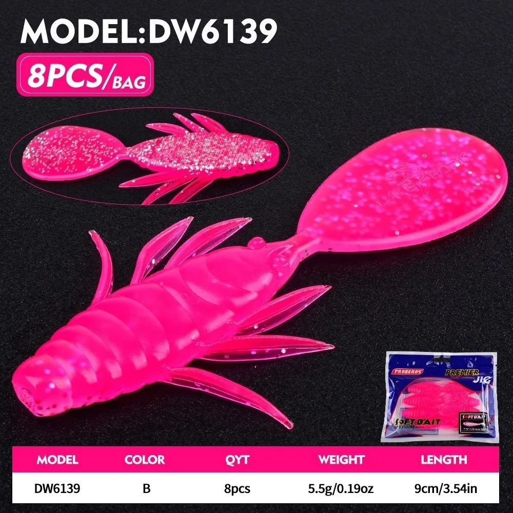16pcs 16Pcs Set Soft Fishing Lures 8Pcs Per Bag Body Tentacle Flat Tail Silicone Fishing Baits 9CM Length Swing Swim Action
