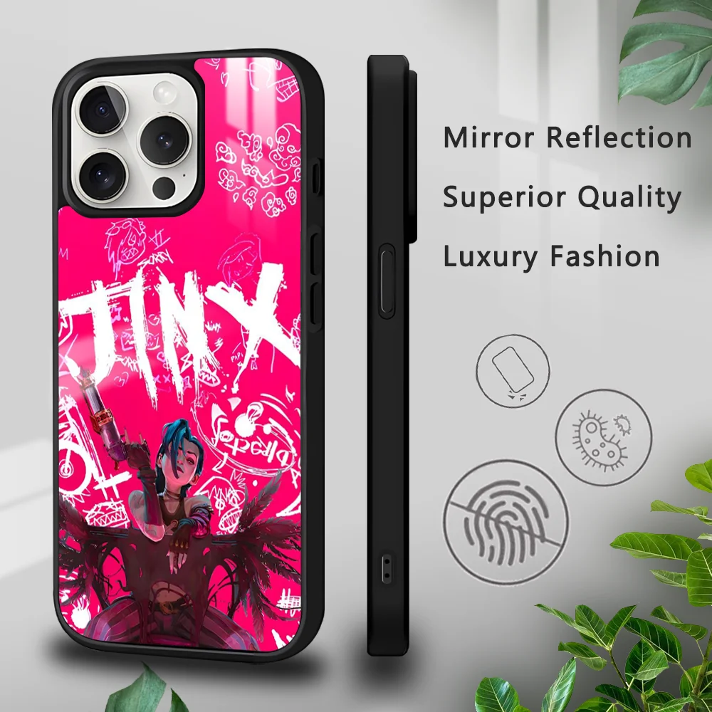

J-Jinx A-Arcane Anime Phone Case For iPhone 16 15 14 13 12 11 Pro Xs Max Mini Plus Celulares Hard Funda