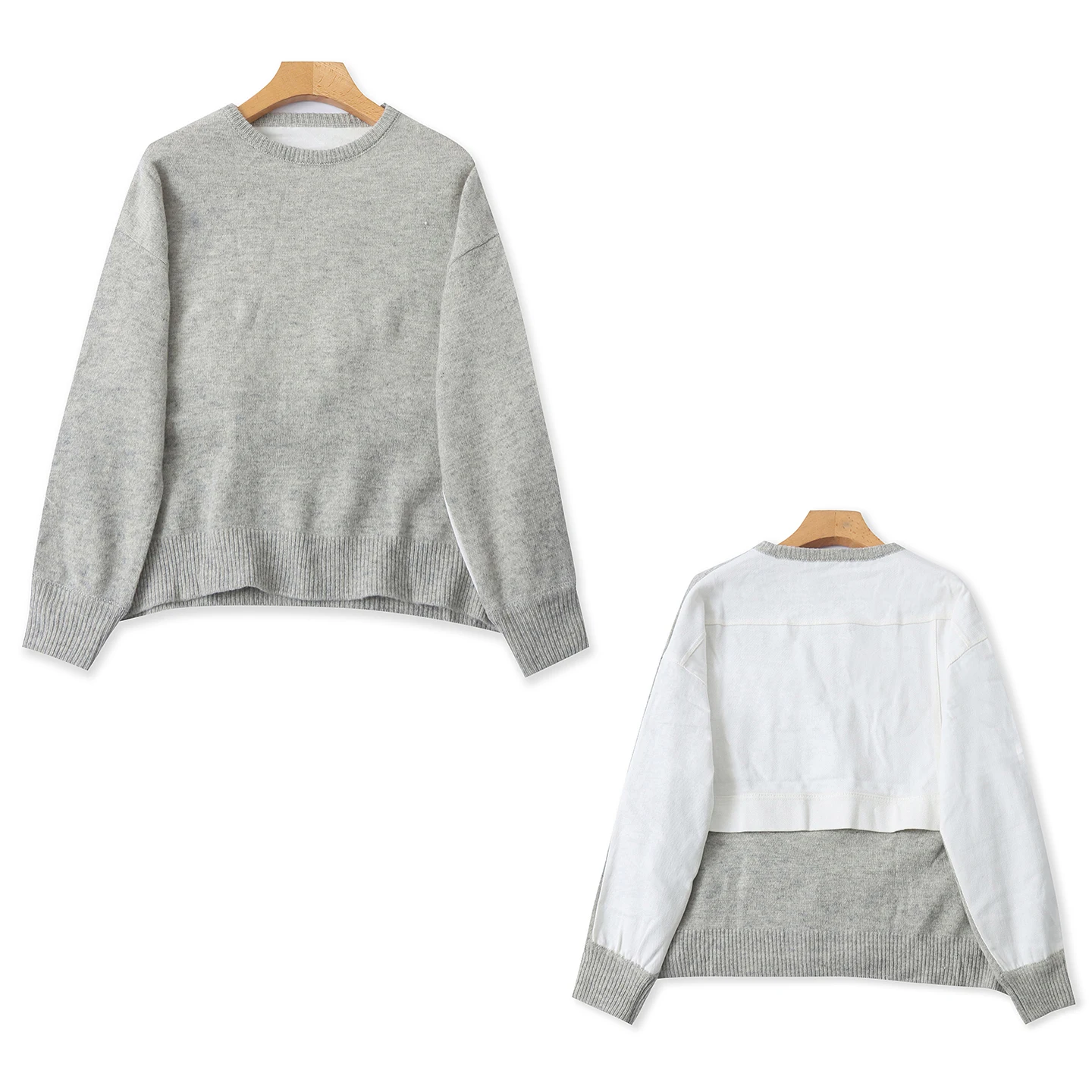 Feminino casual redondo ne camisola de grandes dimensões cor blo design quente malha superior solto ajuste sle uso diário longo sve malhas