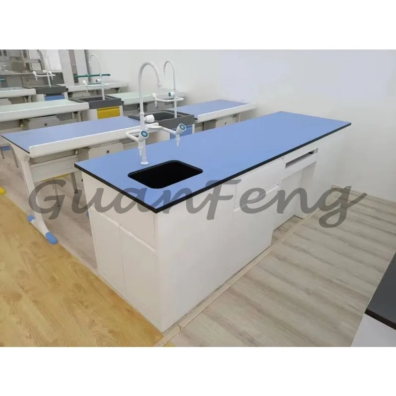 Science laboratory furniture, student desks, and lab workbenches in secondary school classrooms