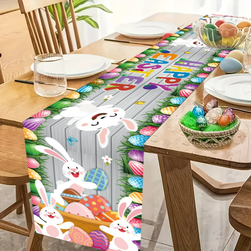 VIKAMA Easter-Themed Table Runner Waterproof, Oil-Resistant, Easy to Clean Dining Table, Banquet, Party, Home Decor