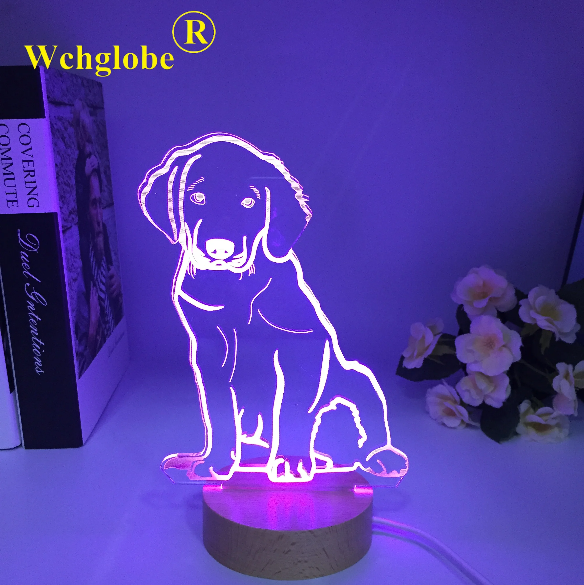 

Wooden Cute Lovely Dog Animal Figure 3D Night Light for Home Decor Gift 3D Illusion Lamp For Pet Lovers 11.11 Deal Promotion