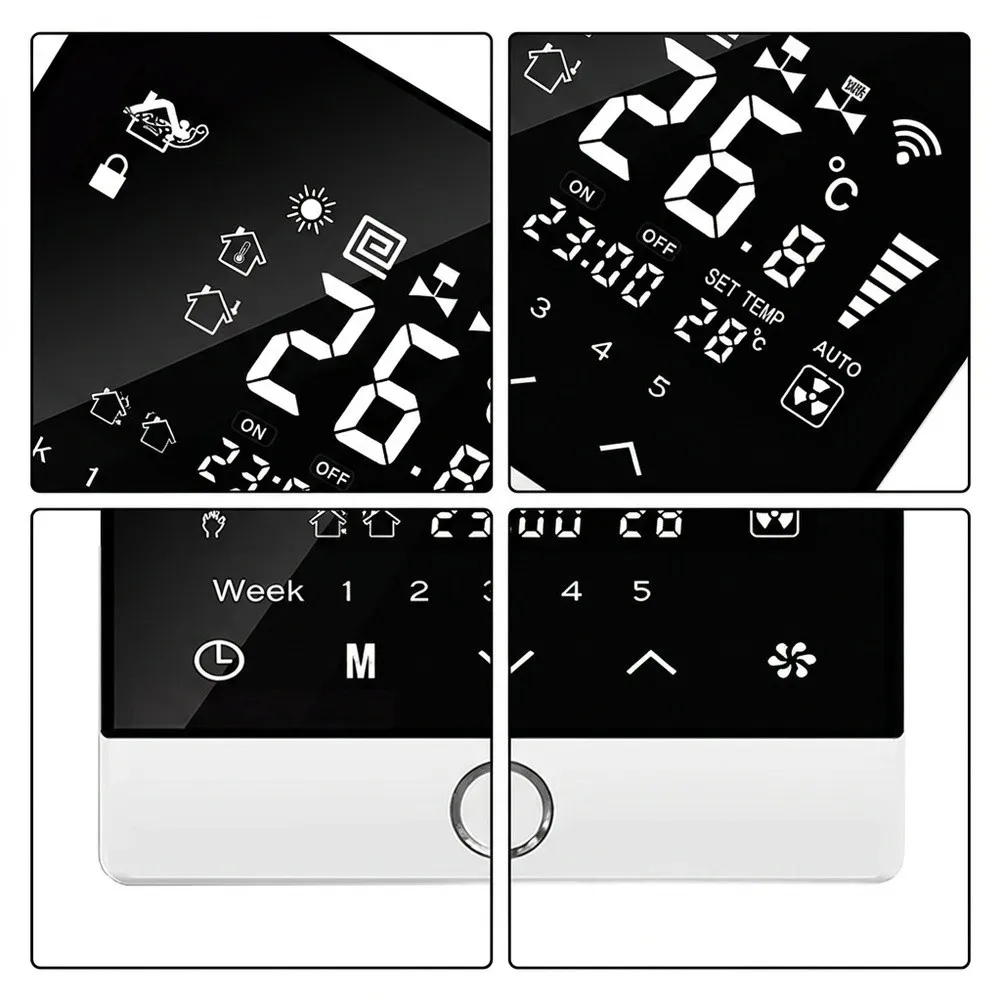 WiFi for Smart Thermostat for Central Air Conditioning Systems Programmable Temperature Controller 220V 5-40C Black
