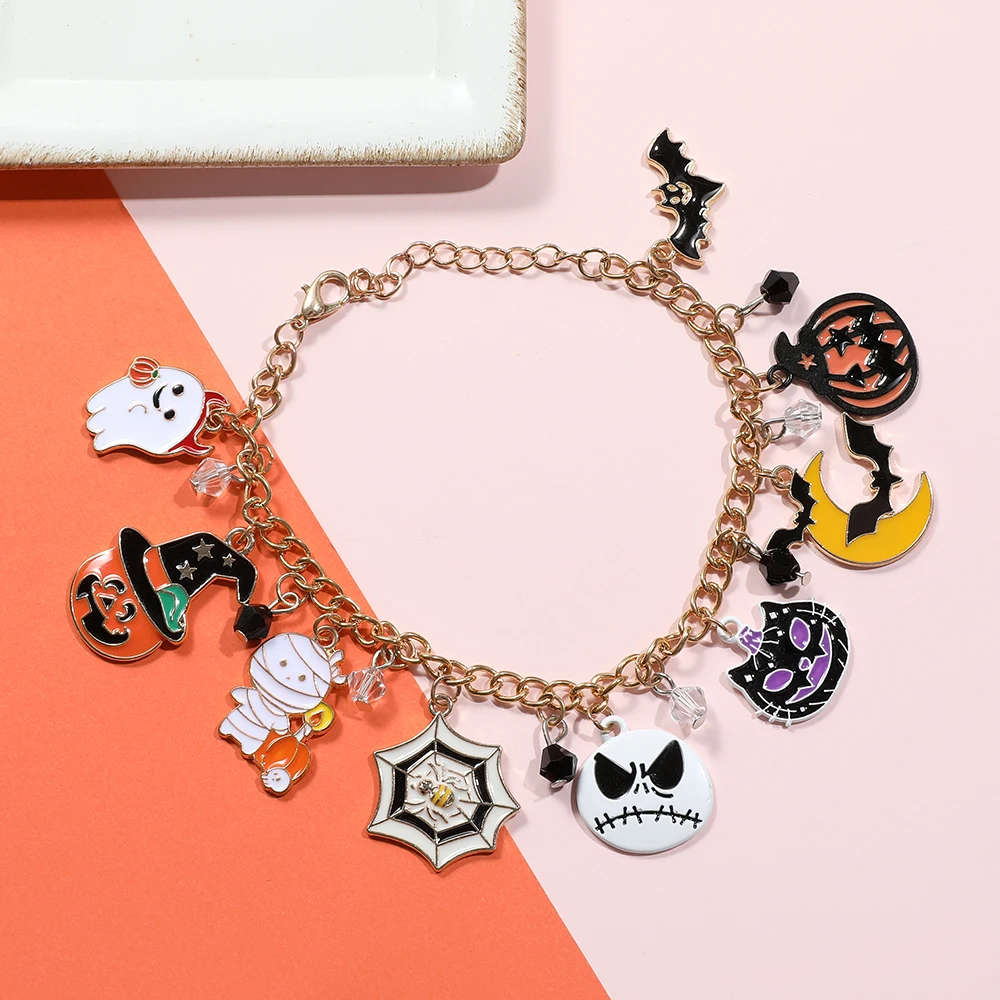 New Halloween European and American series bracelet white ghost pumpkin head ghost spider pendant bracelet jewelry