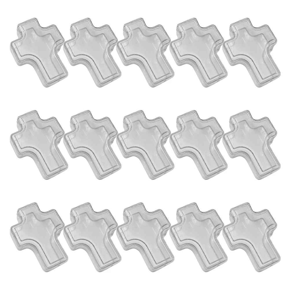 

Набор из 15 прозрачных пластиковых коробок для украшений в форме креста, органайзеры для хранения, защитные контейнеры с крышкой для колец и серег, футляры для ювелирных изделий