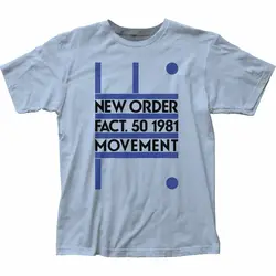 New Order Fact 50 1981 Movement T Shirt Mens Licensed Rock N Roll Tee Light Blue